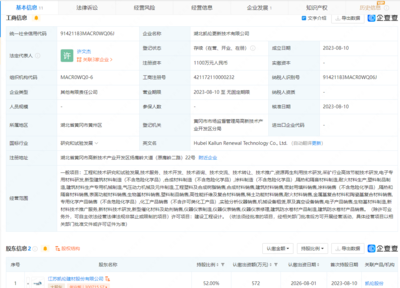 凱倫股份于湖北成立新公司，拓展生物基材料業(yè)務